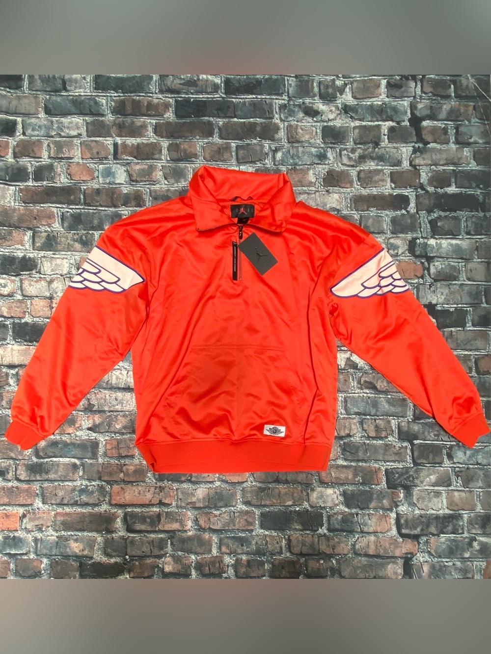 MSRP$125 Nike Jordan Satin Wings Quarter Zip Orange Jacket Men’s Med AO0406-891